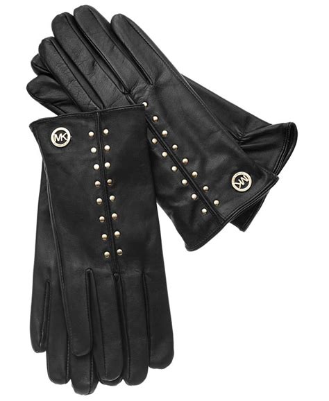 michael michael kors leather with logo gloves with touch tips|michael kors gloves for women.